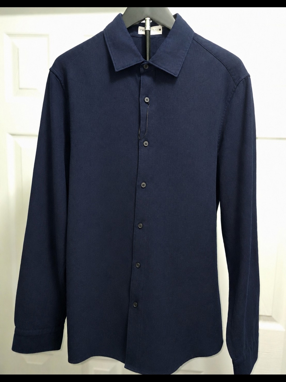 Zara Men's XL Navy Button-Up Long Sleeve Shirt